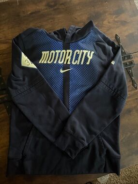 Nike Navy and Blue Motor City Hooded Pullover